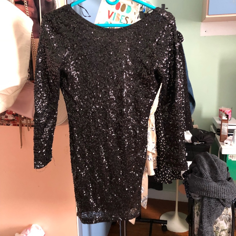 Black Sequin Mini Dress